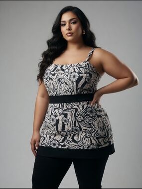 Venezia Black and Cream Patterned Tank Top